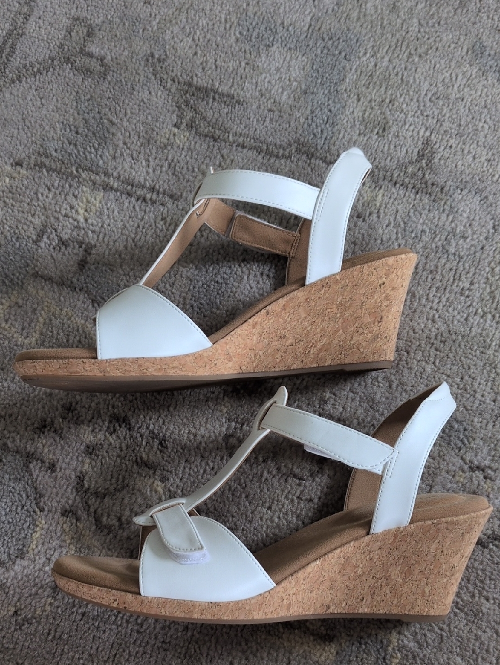 Rockport Blanca White T-Strap Cork Wedge Sandals - Picture 7 of 9